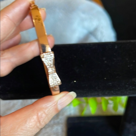 Rose Gold Bangle with Bow Accent - Picture 1 of 6